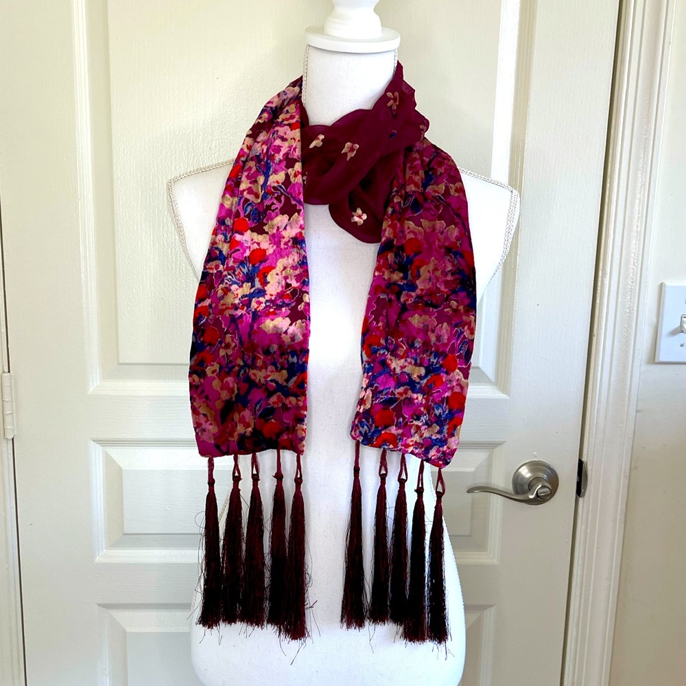 Collection Eighteen velour and sheer floral scarf